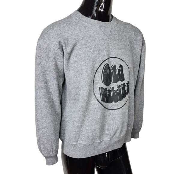 Vintage "OLD HABITS" Gray Pullover Graphic Sweatshirt Unisex Size L/XL USA Made - Picture 6 of 8